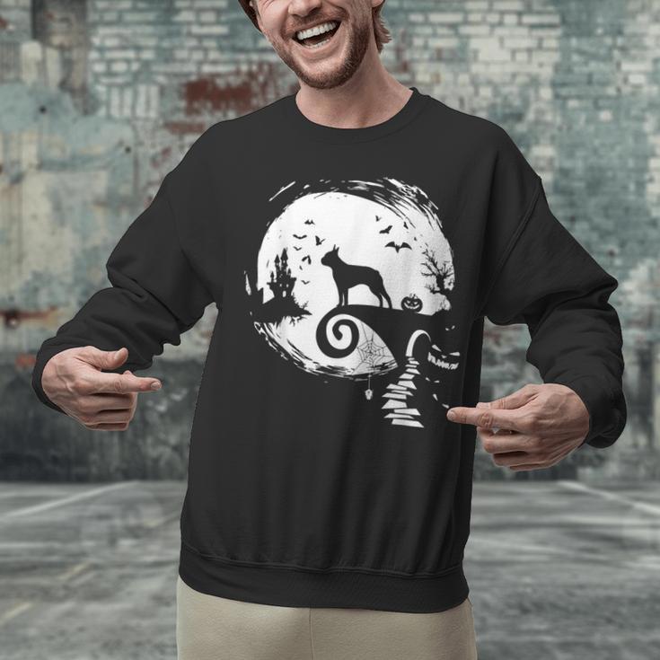Boston Terrier And Moon Halloween Costume Dog Lover Unisex Sweatshirt, Boston Terrier Halloween Sweatshirts, gift for family, gift for coworker