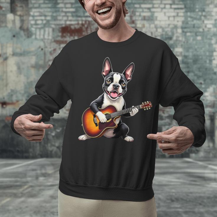 Boston Terrier Playing Guitar Boston Terrier Unisex Sweatshirt, gift for family, gift for coworker