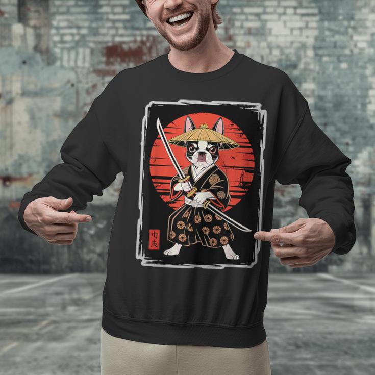 Boston Terrier Samurai Ninja Vintage Anime Japanese Ukiyo-e Unisex Sweatshirt, gift for family, gift for coworker