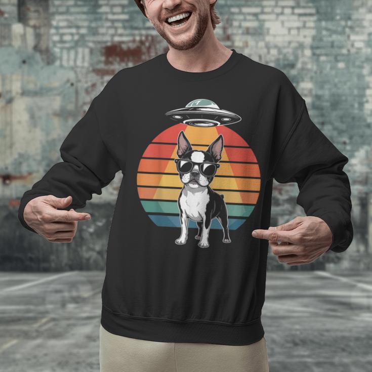 Boston Terrier UFO Alien Boston Terrier Dog Mom Dad Unisex Sweatshirt, Boston Terrier Mom Sweatshirts, Boston Terrier Dad Sweatshirts, gift for family, gift for coworker