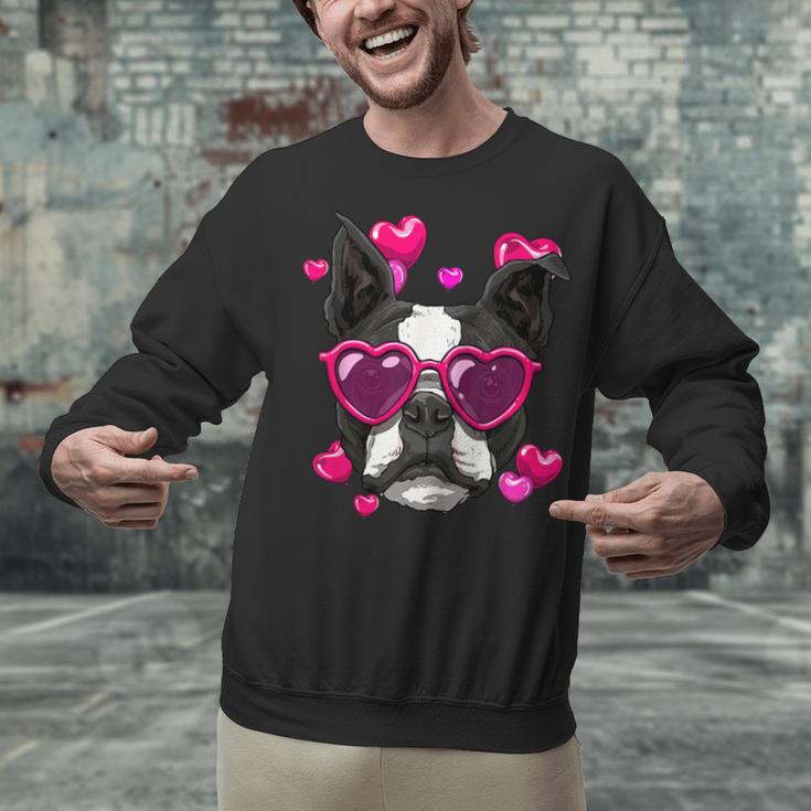 Boston Terrier Valentines Day Shirt Heart Dog Lover Unisex Sweatshirt, gift for family, gift for coworker