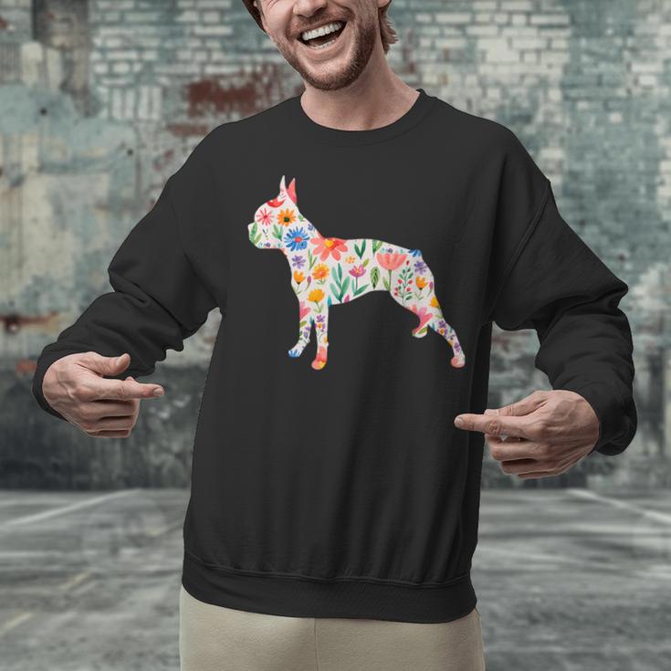 Boston Terrier Watercolor Flowers Unisex Sweatshirt, gift for family, gift for coworker