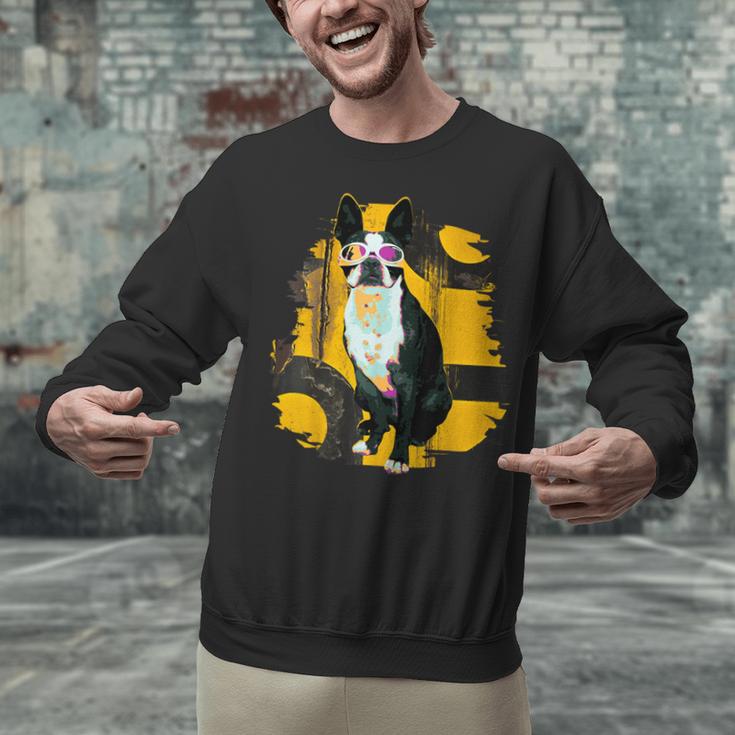 Boston Terrier s Mid-Century Modern Art s Street Grunge Unisex Sweatshirt, gift for family, gift for coworker