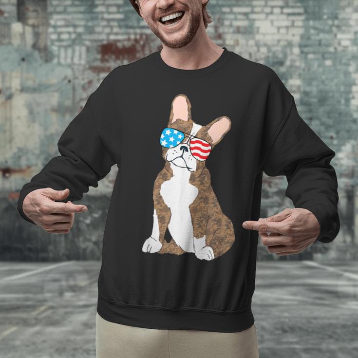Brindle Boston Terrier Dog Patriotic Shirt USA Flag Unisex Sweatshirt, Patriotic Boston Terrier Sweatshirts, gift for family, gift for coworker