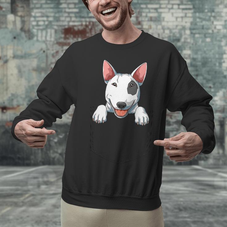 Bull Terrier Pocket Bull Terrier Peeking Out Pocket Unisex Sweatshirt, gift for family, gift for coworker