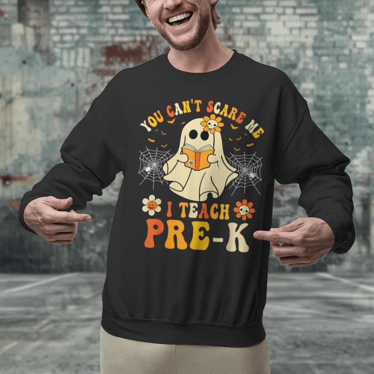 You Can't Scare Me I Teach Pre-K Halloween Teacher Ghost Unisex Sweatshirt, gift for family, gift for coworker