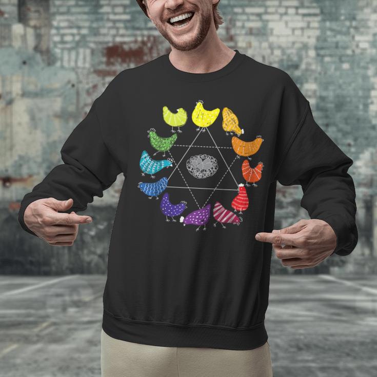 Chicken Themed Color Wheel Educational Art Teacher Artist Men Women Girls Kids Unisex Sweatshirt, gift for family, gift for coworker