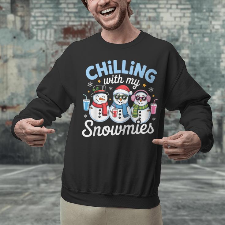 Chillin With My Snowmie Women Christmas Snowman Teacher Snow Unisex Sweatshirt, gift for family, gift for coworker Chillin With My Snowmie Women Christmas Snowman Teacher Snow Unisex Sweatshirt, gift for family, gift for coworker