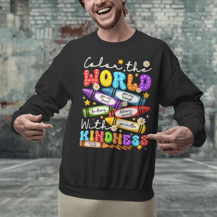 Color The World With Kindness Crayon Positivity Teacher Unisex Sweatshirt, gift for family, gift for coworker
