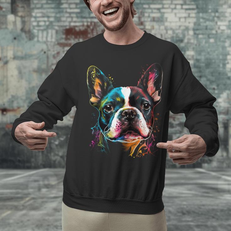 Cute Boston Terrier Puppy Dog Art Lover Unique Painting For Men Women Kids Unisex Sweatshirt, gift for family, gift for coworker