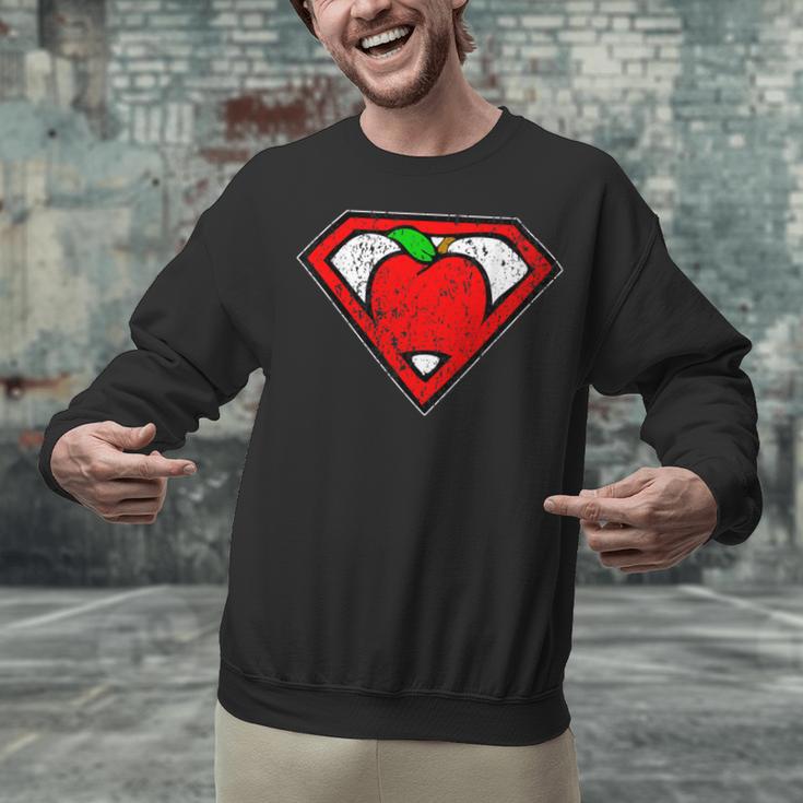 Cute Distressed Super Teacher Superhero Apple Shirt Unisex Sweatshirt, Super Teacher Sweatshirts, gift for family, gift for coworker Cute Distressed Super Teacher Superhero Apple Shirt Unisex Sweatshirt, Super Teacher Sweatshirts, gift for family, gift for coworker