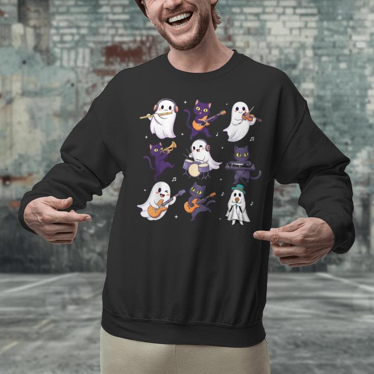 Cute Ghost Cat Playing Musical Halloween Music Teacher Unisex Sweatshirt, gift for family, gift for coworker Cute Ghost Cat Playing Musical Halloween Music Teacher Unisex Sweatshirt, gift for family, gift for coworker