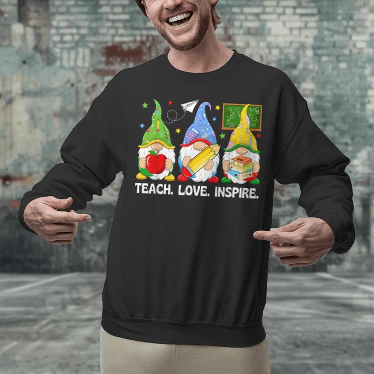 Cute Gnomes Teach Love And Inspire Back To School Teacher Unisex Sweatshirt, gift for family, gift for coworker