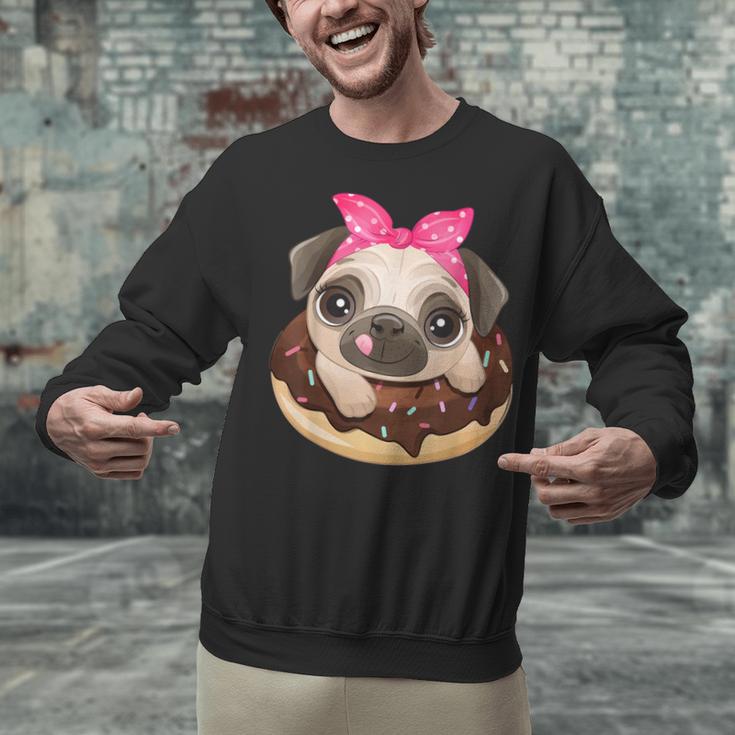 Cute Pug Shirt Donut Girls Dog Unisex Sweatshirt, gift for family, gift for coworker