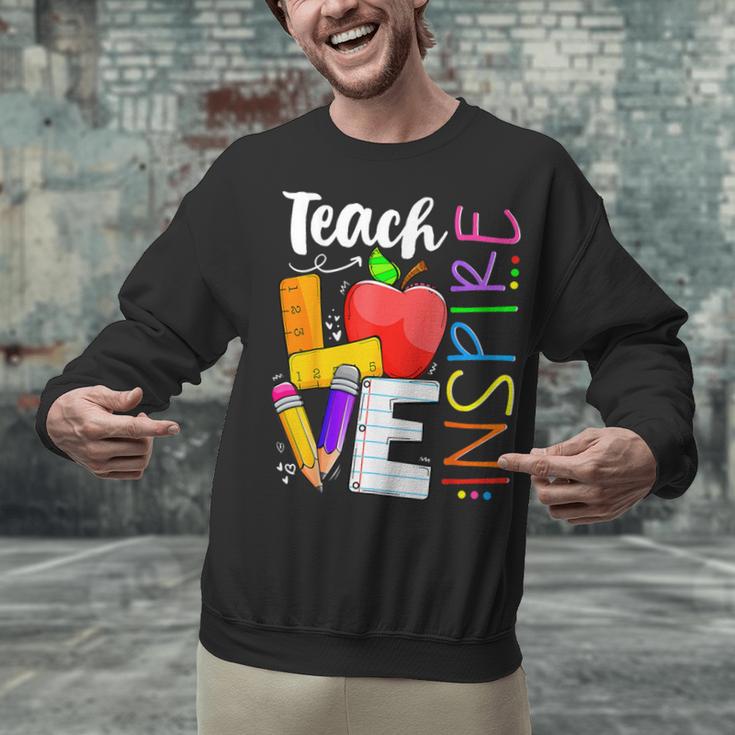 Cute Teach Love And Inspire Men Women Teacher Unisex Sweatshirt, gift for family, gift for coworker