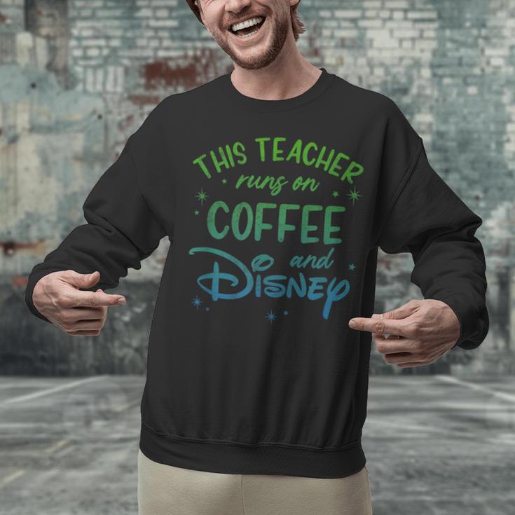 Disney This Teacher Runs On Coffee And Disney Gradient Logo Unisex Sweatshirt, gift for family, gift for coworker Disney This Teacher Runs On Coffee And Disney Gradient Logo Unisex Sweatshirt, gift for family, gift for coworker