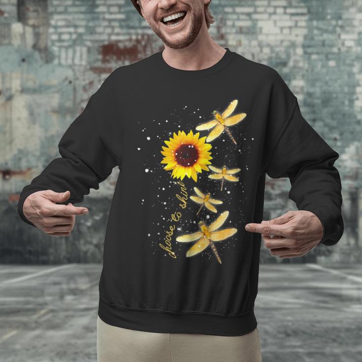 Dragonfly Sunflower Teacher Growth Mindset Choose To Shine Unisex Sweatshirt, gift for family, gift for coworker
