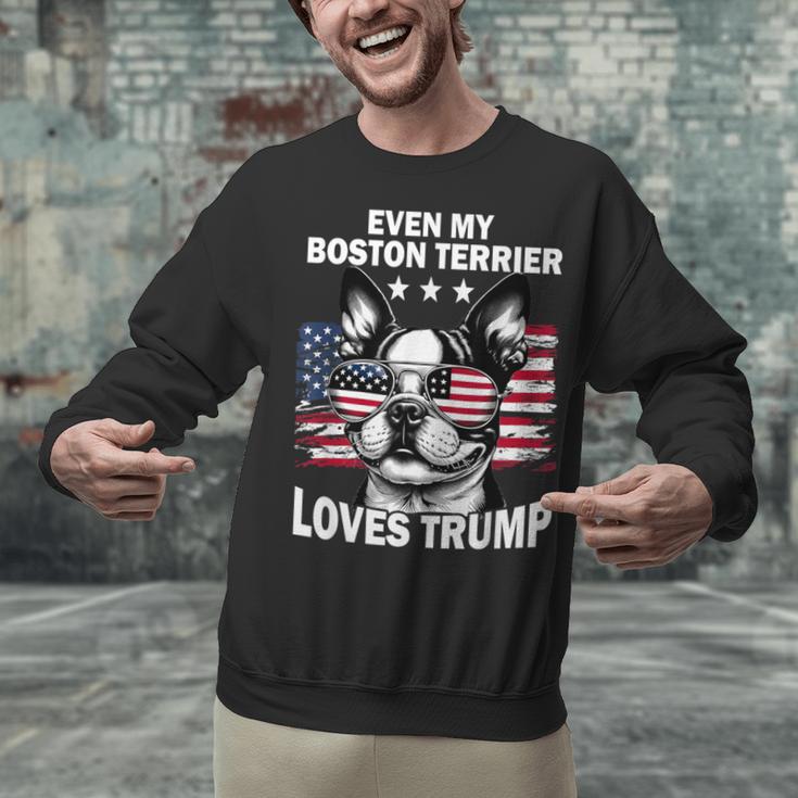 Even My Boston Terrier Loves Trump Trump Supporter Dog Lover Unisex Sweatshirt, gift for family, gift for coworker