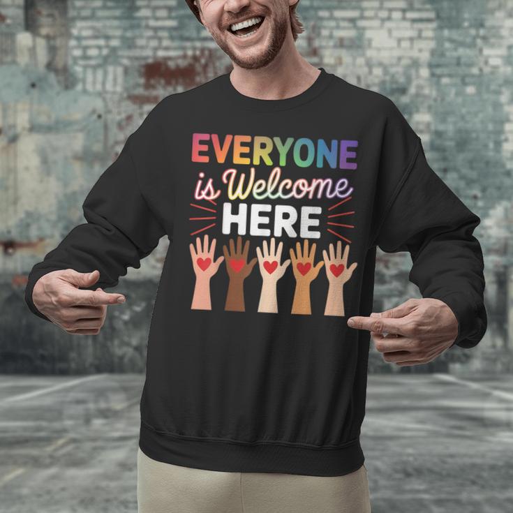 Everyone Is Welcome Here Shirt Teacher Unisex Sweatshirt, gift for family, gift for coworker Everyone Is Welcome Here Shirt Teacher Unisex Sweatshirt, gift for family, gift for coworker