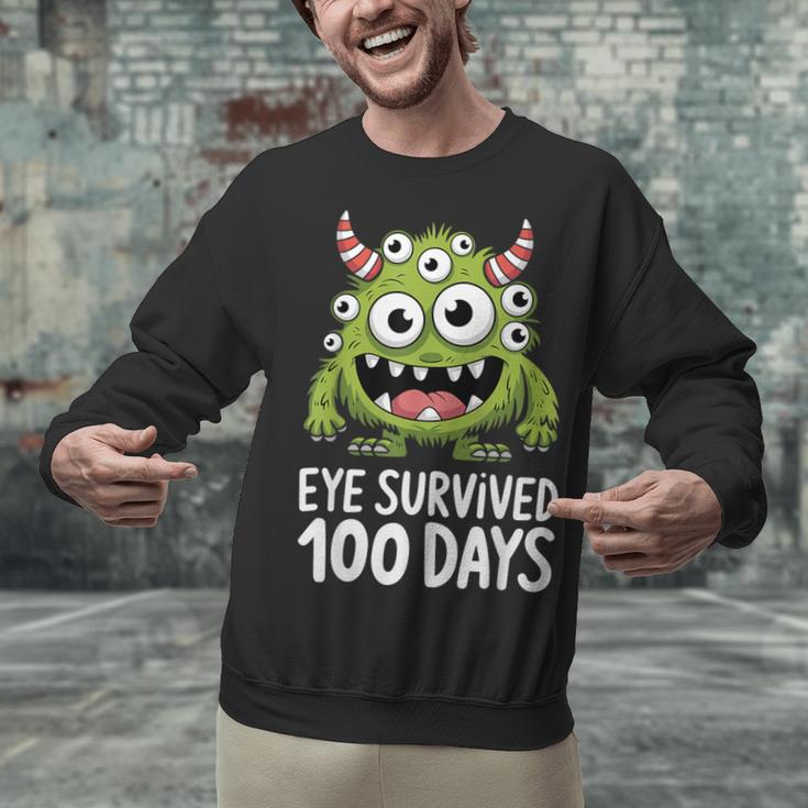 Eye Survived 100 Days Of School Monster Lover Teacher Kids Unisex Sweatshirt, gift for family, gift for coworker Eye Survived 100 Days Of School Monster Lover Teacher Kids Unisex Sweatshirt, gift for family, gift for coworker