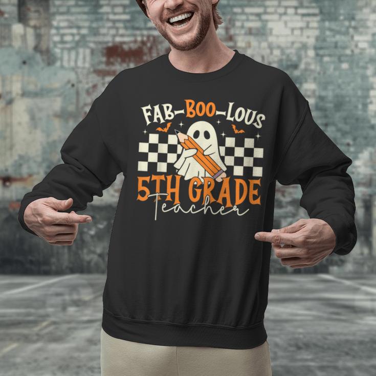 Fab Boo Lous 5th Grade Teacher Retro Ghost Spooky Halloween Unisex Sweatshirt, gift for family, gift for coworker
