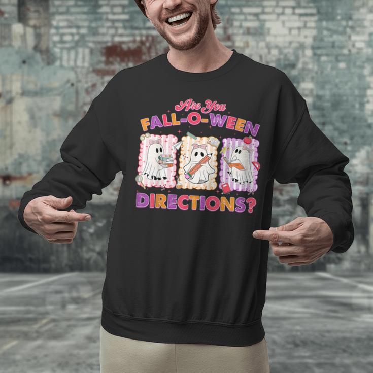 Are You Fall-O-Ween Directions Halloween Teacher Ghost Unisex Sweatshirt, gift for family, gift for coworker Are You Fall-O-Ween Directions Halloween Teacher Ghost Unisex Sweatshirt, gift for family, gift for coworker