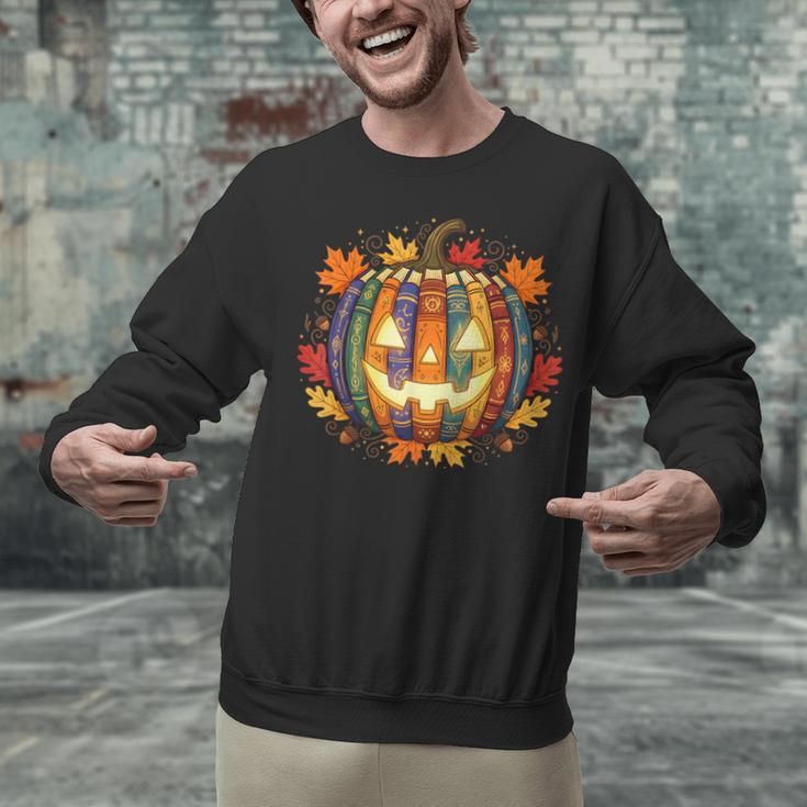 Fall Pumpkin Book Lover Spooky Librarian Teacher Halloween Unisex Sweatshirt, gift for family, gift for coworker