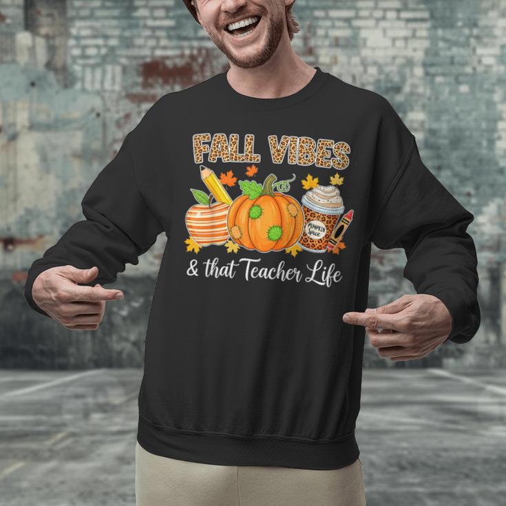 Fall Vibes And That Teacher Life Autumn Thanksgiving Unisex Sweatshirt, gift for family, gift for coworker Fall Vibes And That Teacher Life Autumn Thanksgiving Unisex Sweatshirt, gift for family, gift for coworker