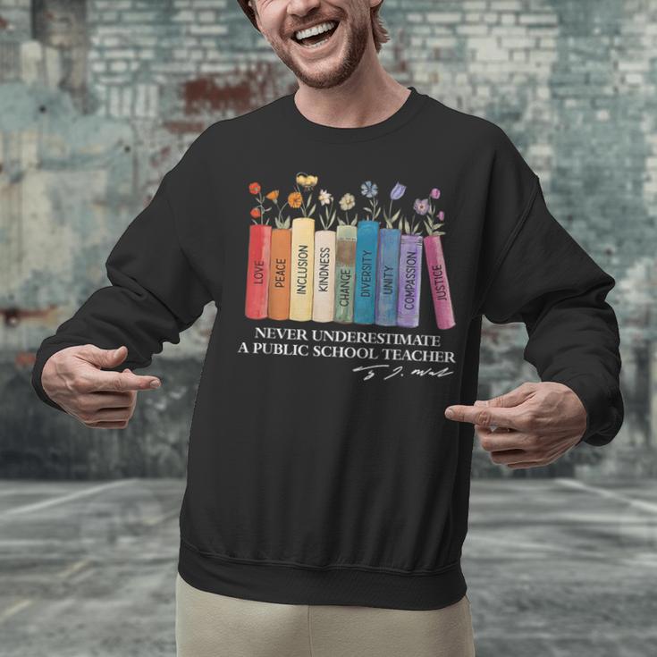 Floral Books Never Underestimate A Public School Teacher Unisex Sweatshirt, gift for family, gift for coworker Floral Books Never Underestimate A Public School Teacher Unisex Sweatshirt, gift for family, gift for coworker