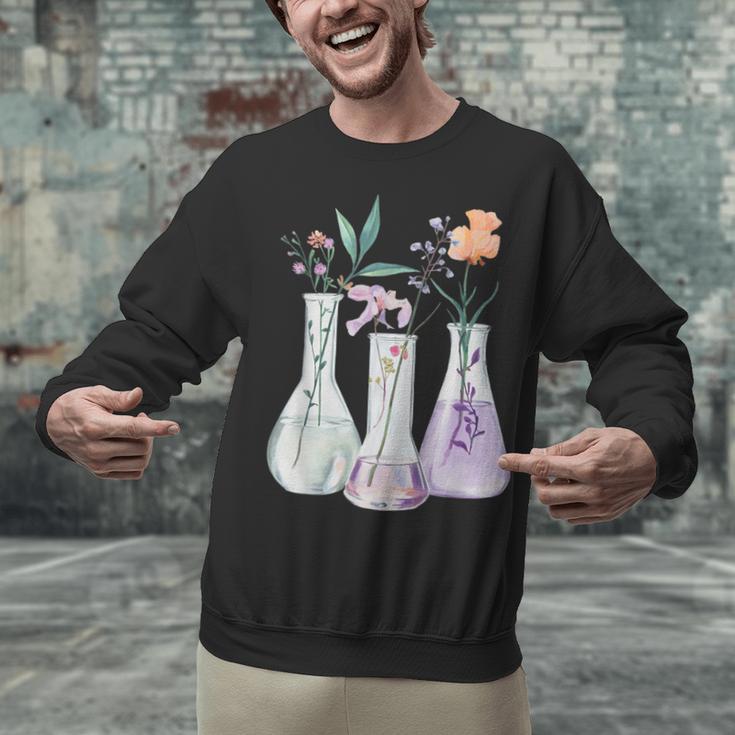 Flowers Test Tube Chemistry Student Science Teacher Women Unisex Sweatshirt, Science Teacher Sweatshirts, gift for family, gift for coworker