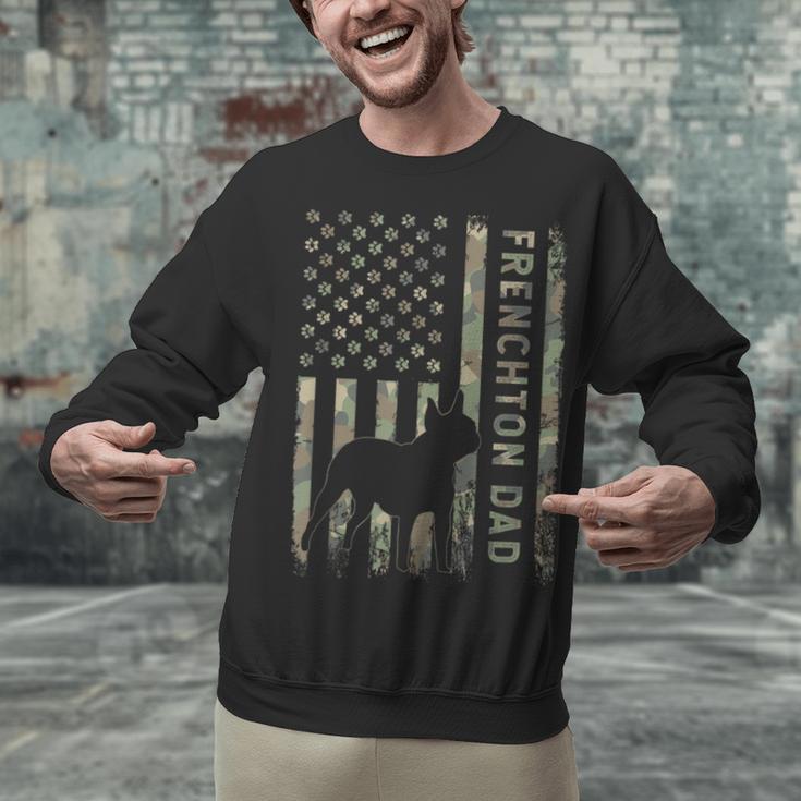 Frenchton Dad French Bulldog Boston Terrier Camo USA Flag Unisex Sweatshirt, French Bulldog Dad Sweatshirts, Boston Terrier Dad Sweatshirts, gift for family, gift for coworker