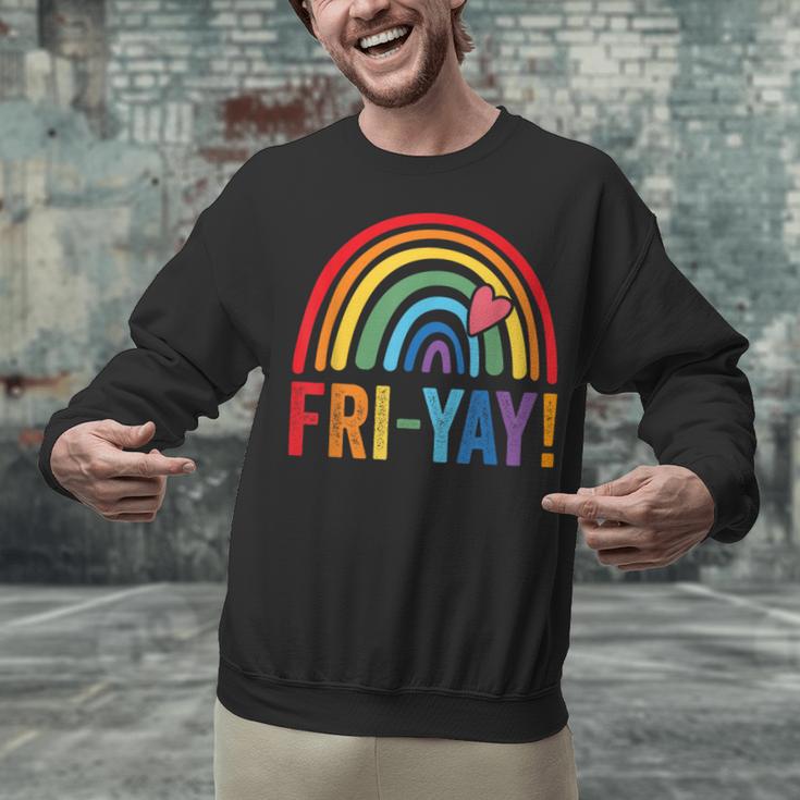 Fri-Yay Friyay Rainbow Colors Teacher Childrens Fun Designs Unisex Sweatshirt, gift for family, gift for coworker