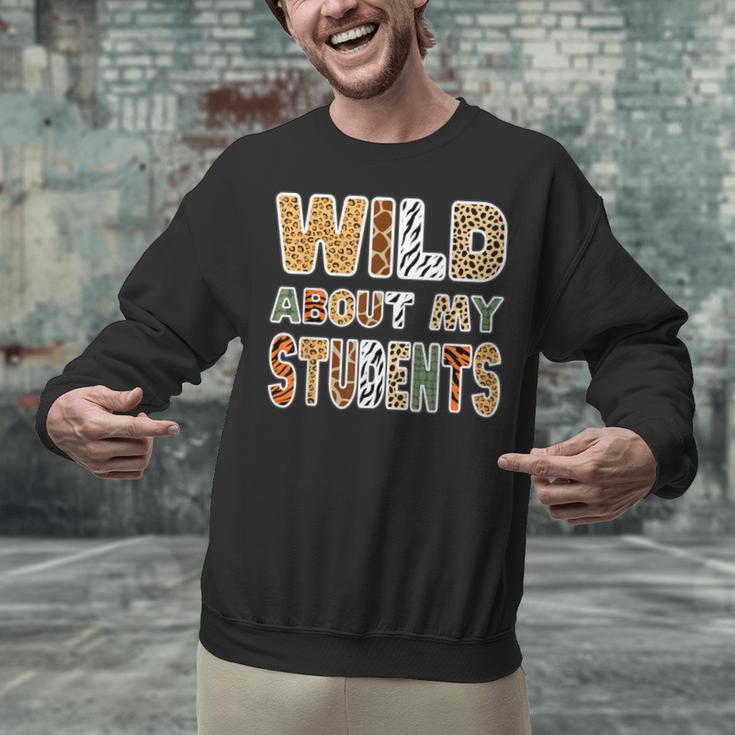 Fun Zoo Animal Print Teacher Shirts Wild About My Students Unisex Sweatshirt, gift for family, gift for coworker
