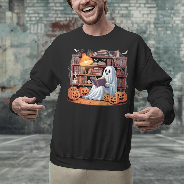 Ghost Book Reading Halloween Books Lover Teacher Unisex Sweatshirt, gift for family, gift for coworker