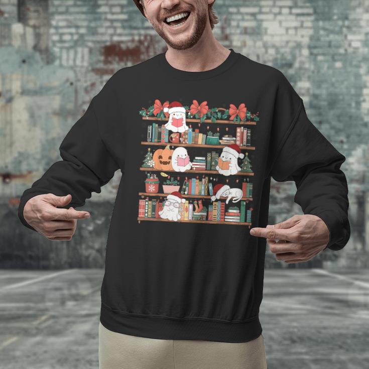 Ghost Christmas Reading Book Lover Library Christmas Teacher Unisex Sweatshirt, gift for family, gift for coworker