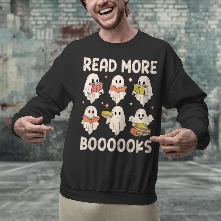 Groovy Halloween Ghost Read More Boooooks Librarian Teacher For Men Women Kids Unisex Sweatshirt, Groovy Teacher Sweatshirts, gift for family, gift for coworker