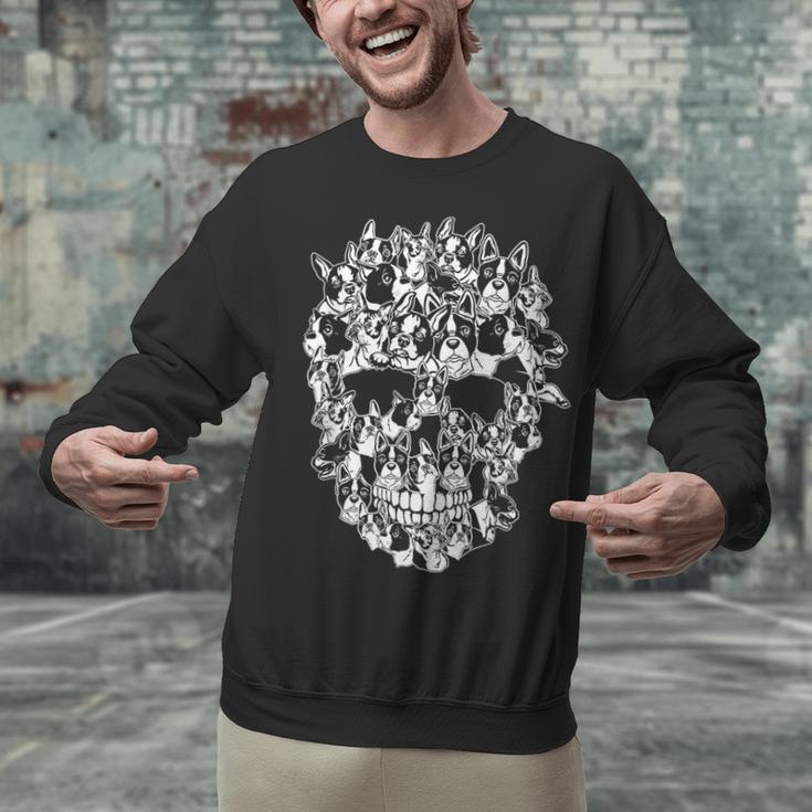 Halloween Costume Skull Boston Terrier Dog Lover Unisex Sweatshirt, Boston Terrier Halloween Sweatshirts, gift for family, gift for coworker