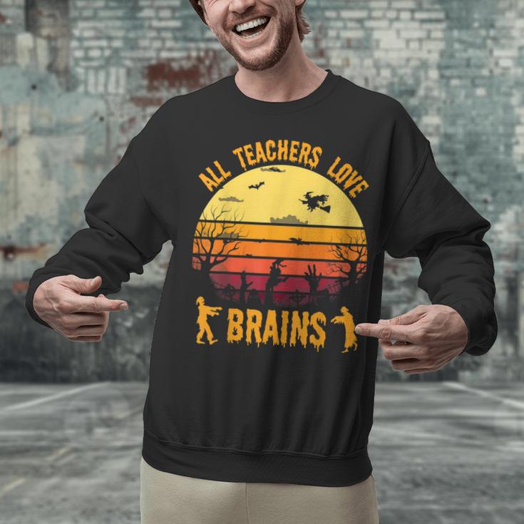 Halloween Costume Teacher Love Brains Zombie Unisex Sweatshirt, gift for family, gift for coworker Halloween Costume Teacher Love Brains Zombie Unisex Sweatshirt, gift for family, gift for coworker