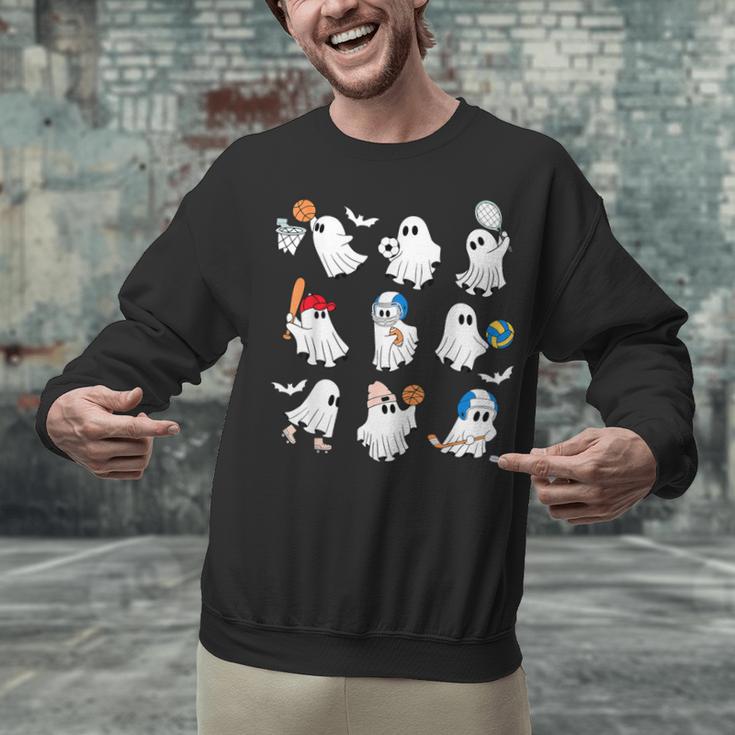 Halloween PE Teacher Ghost Playing Soccer Football Baseball Unisex Sweatshirt, Pe Teacher Sweatshirts, gift for family, gift for coworker