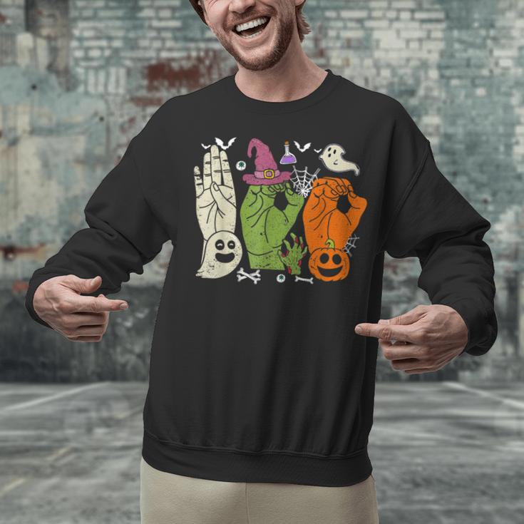 Halloween SPED Teacher Boo In ASL Boo Hands Sign Language Unisex Sweatshirt, gift for family, gift for coworker Halloween SPED Teacher Boo In ASL Boo Hands Sign Language Unisex Sweatshirt, gift for family, gift for coworker