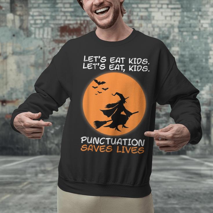 Halloween Teacher Witch Lets Eat Kids Punctuation Unisex Sweatshirt, gift for family, gift for coworker