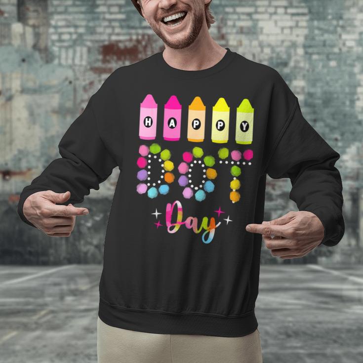 Happy Dot Day 2025 Teacher Kids Girls Colorful Polka Dot Day Unisex Sweatshirt, gift for family, gift for coworker Happy Dot Day 2025 Teacher Kids Girls Colorful Polka Dot Day Unisex Sweatshirt, gift for family, gift for coworker