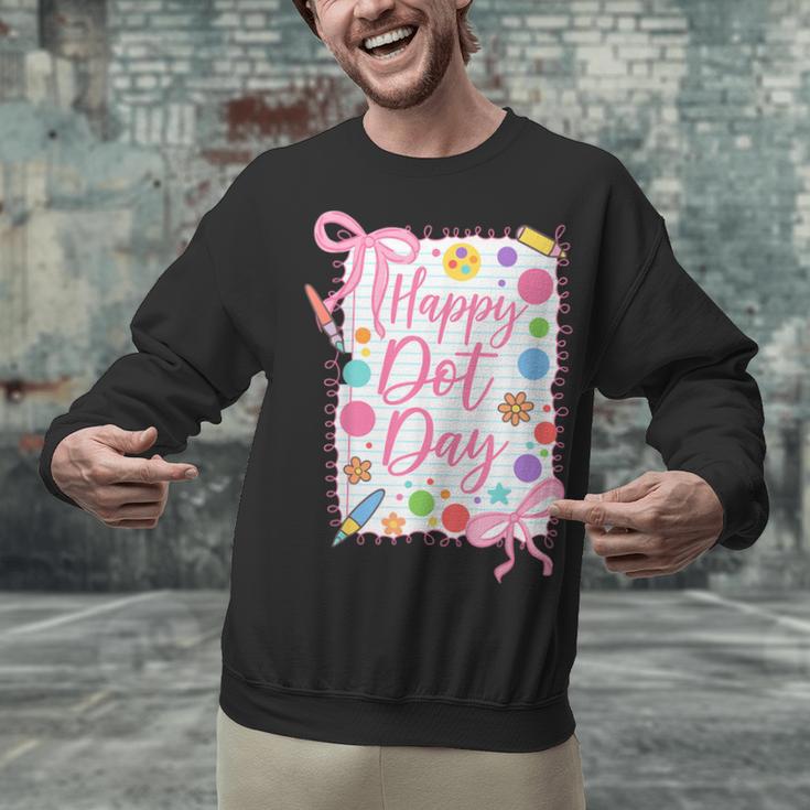 Happy Dot Day Bow Coquette For Teacher Girls Unisex Sweatshirt, gift for family, gift for coworker Happy Dot Day Bow Coquette For Teacher Girls Unisex Sweatshirt, gift for family, gift for coworker
