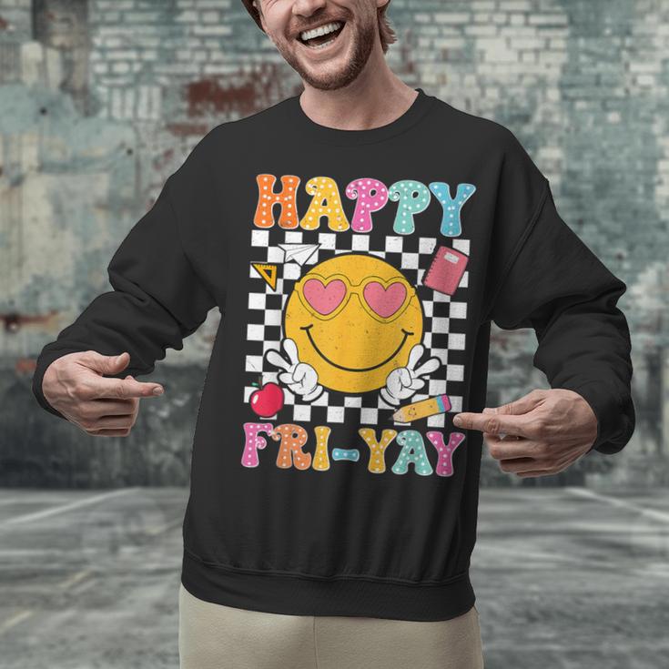Happy Fri-Yay Groovy Teacher Friday Weekend Fri Yay Unisex Sweatshirt, Groovy Teacher Sweatshirts, gift for family, gift for coworker
