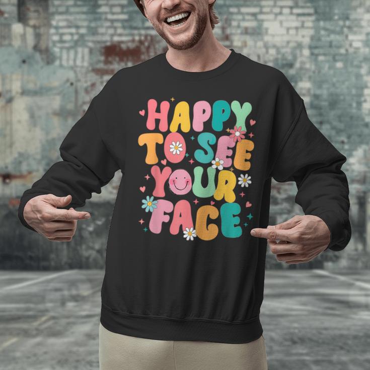 Happy To See Your Face Teacher Disco Ball Back To School Unisex Sweatshirt, gift for family, gift for coworker Happy To See Your Face Teacher Disco Ball Back To School Unisex Sweatshirt, gift for family, gift for coworker