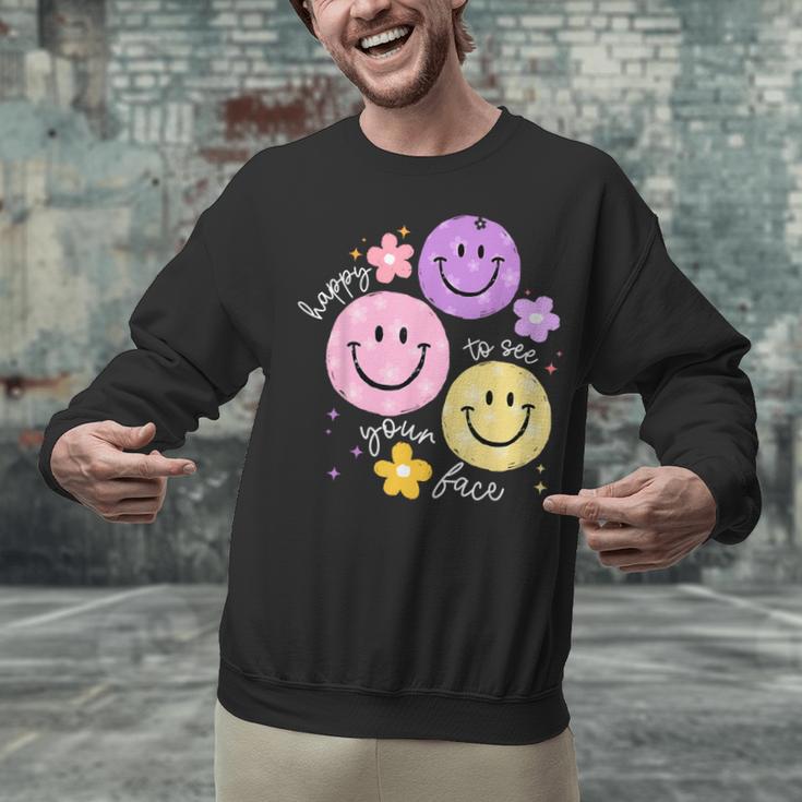 Happy To See Your Face Teacher Flower Back To School Unisex Sweatshirt, gift for family, gift for coworker