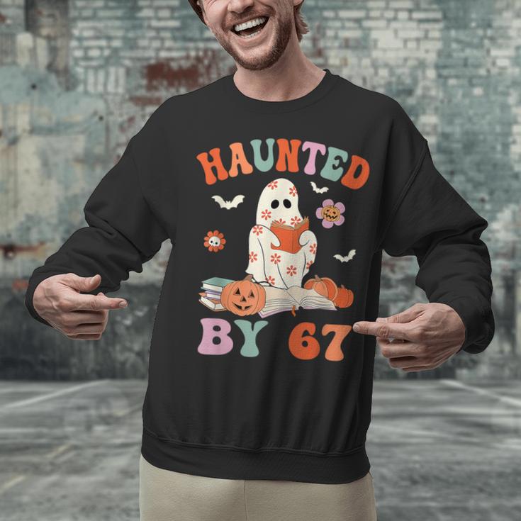 Haunted By 67 Boo Ghost Teacher 6 7 Halloween Costume Unisex Sweatshirt, gift for family, gift for coworker