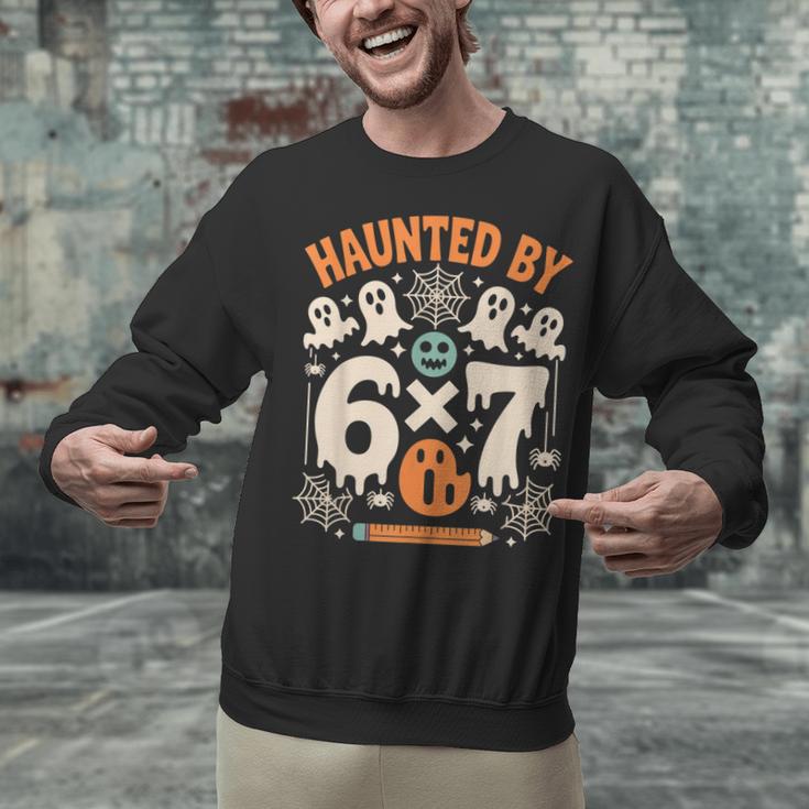 Haunted By 6x7 Math Teacher Halloween Pun Unisex Sweatshirt, gift for family, gift for coworker Haunted By 6x7 Math Teacher Halloween Pun Unisex Sweatshirt, gift for family, gift for coworker