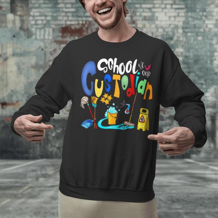We Heart Love Our School Custodian For Teacher & Kids Unisex Sweatshirt, gift for family, gift for coworker We Heart Love Our School Custodian For Teacher & Kids Unisex Sweatshirt, gift for family, gift for coworker