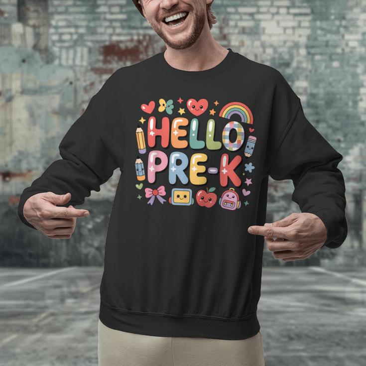 Hello Pre-K Back To School Teacher Student Fun Graphic Tee Unisex Sweatshirt, gift for family, gift for coworker Hello Pre-K Back To School Teacher Student Fun Graphic Tee Unisex Sweatshirt, gift for family, gift for coworker